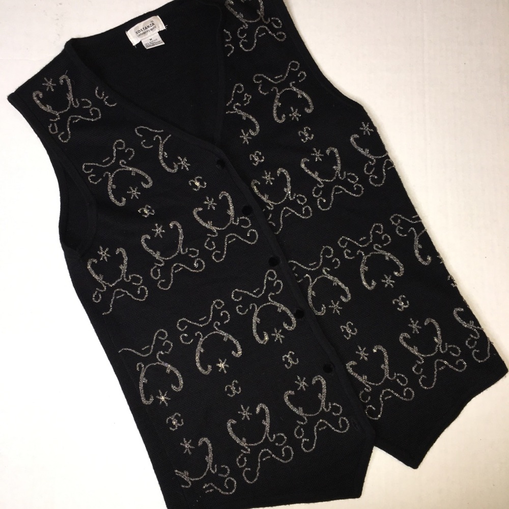 Sostanza VTG vest w bling sequins acrylic EUC